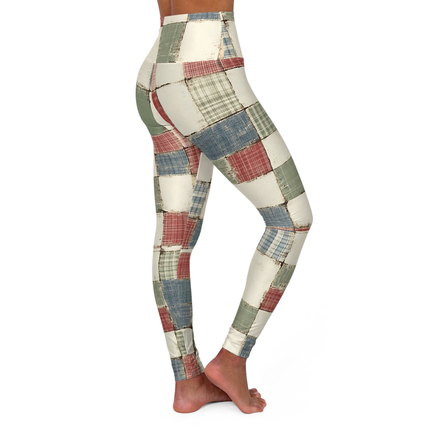Patchwork Boho High-Waisted Yoga Leggings — Colorful Hippie AOP