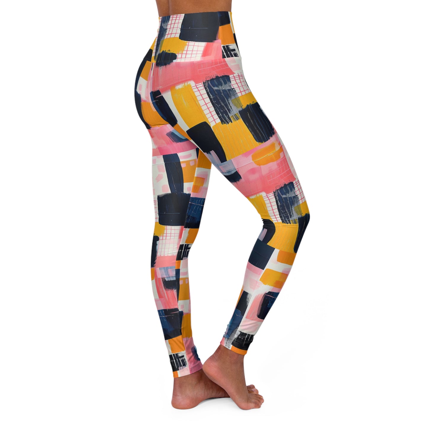 Abstract Multicolor High-Waist Yoga Leggings — Athletic All-Over Print