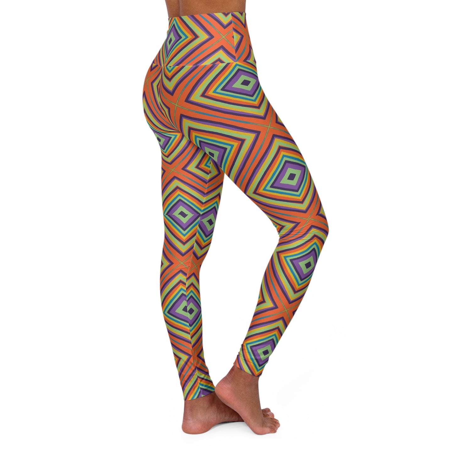 High-Waisted Mosaic Yoga Leggings — High Waisted Workout Tights