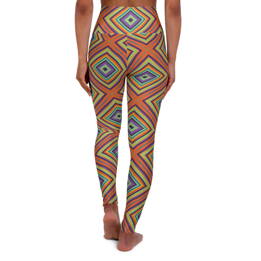 High-Waisted Mosaic Yoga Leggings — High Waisted Workout Tights