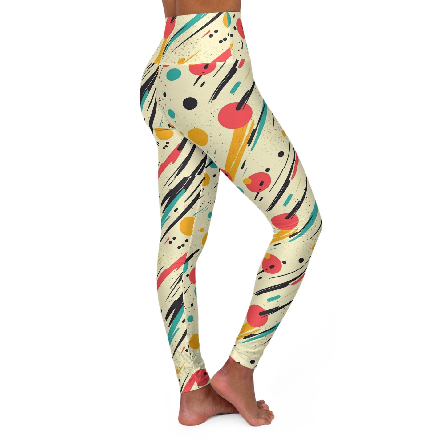 Abstract Colorful High-Waisted Yoga Leggings — Multicolored Athletic Tights