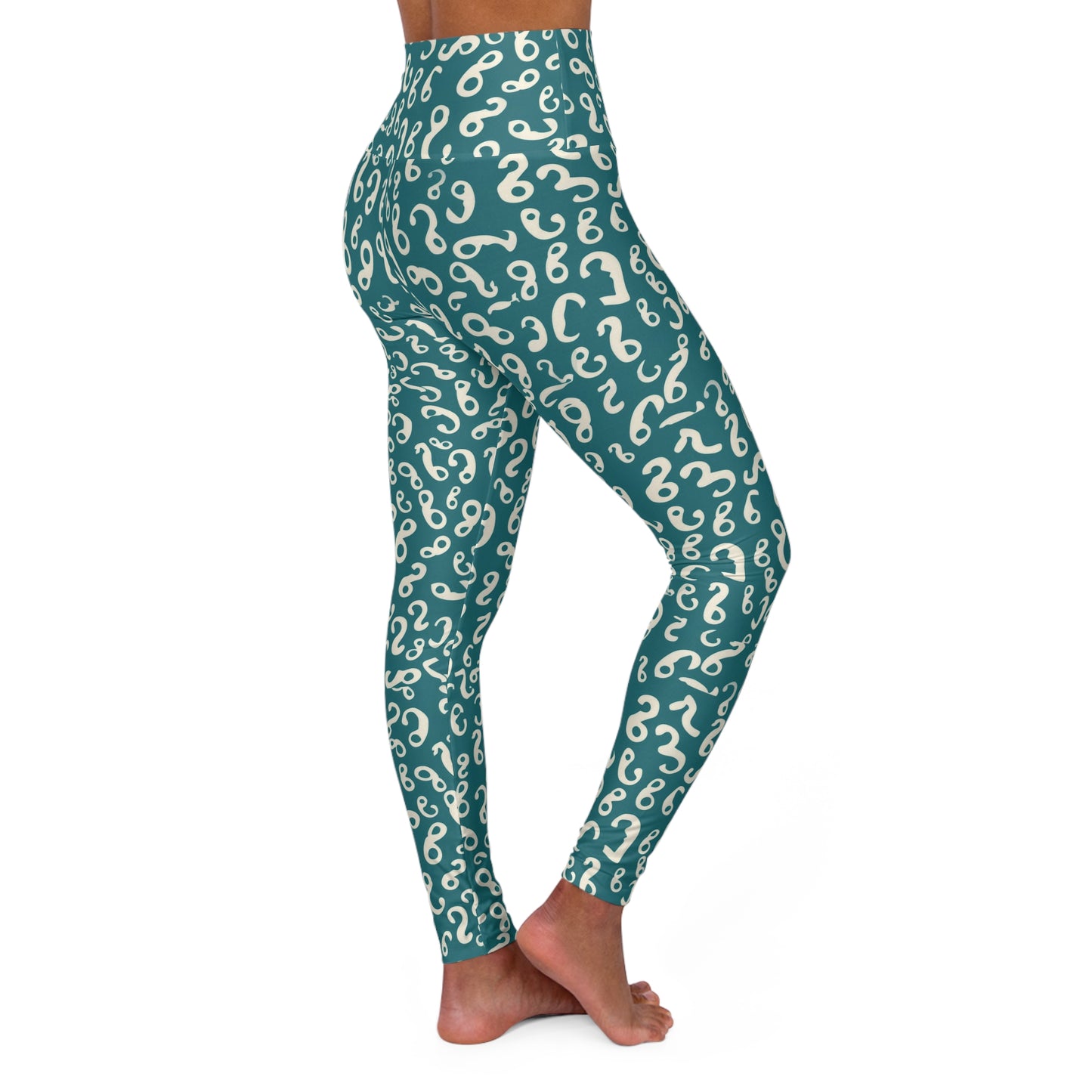 Abstract Numbers High-Waisted Yoga Leggings — Numerical Print Workout Tights