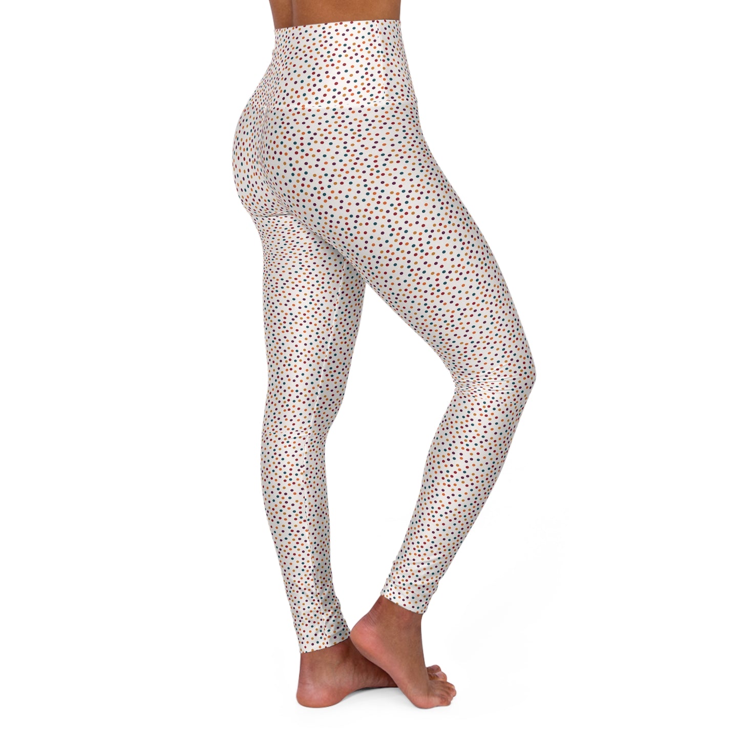Colorful Polka Dot High-Waisted Yoga Leggings — Women’s Athletic Fitness Tights