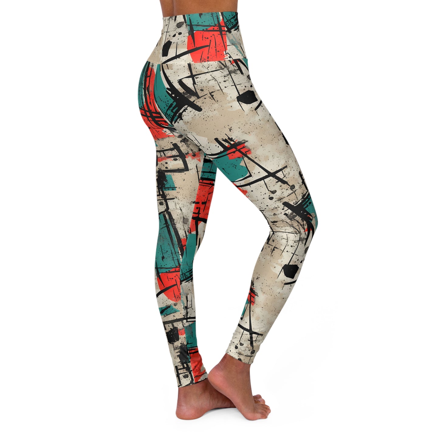Graffiti Leggings Yoga Pants, High Waist Activewear, Street Art Tights, Workout Bottoms, Fitness Apparel