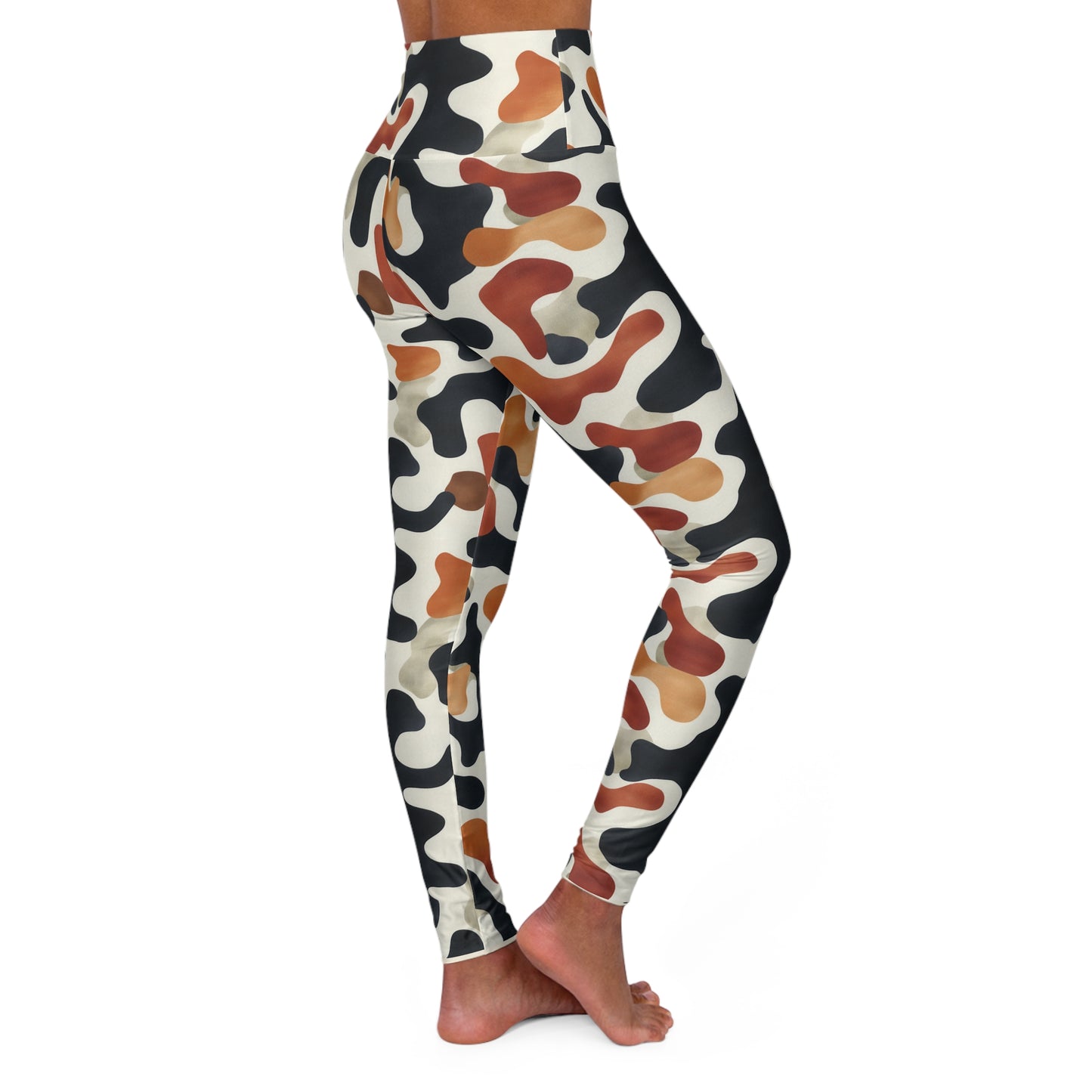 Blue & Rust Abstract High-Waisted Yoga Leggings