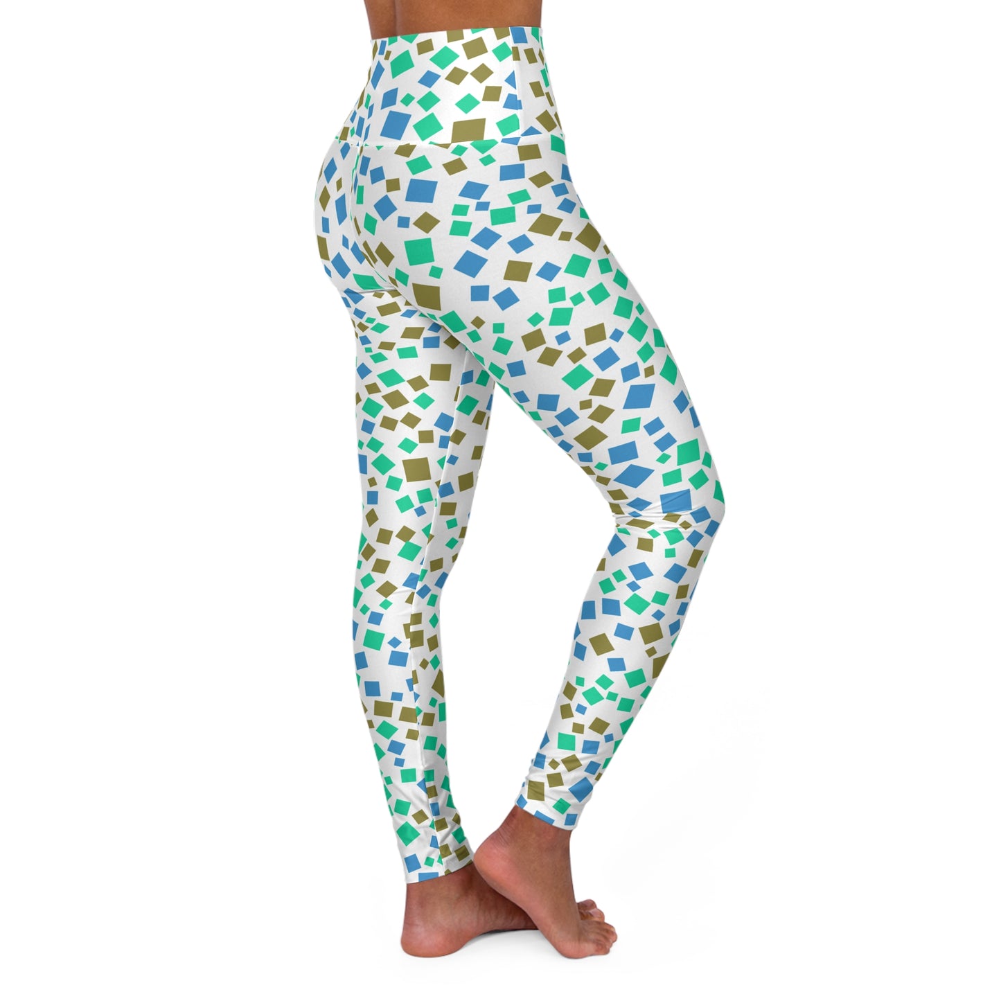 Abstract Geometric High-Waist Yoga Leggings — Colorful Athletic Tights