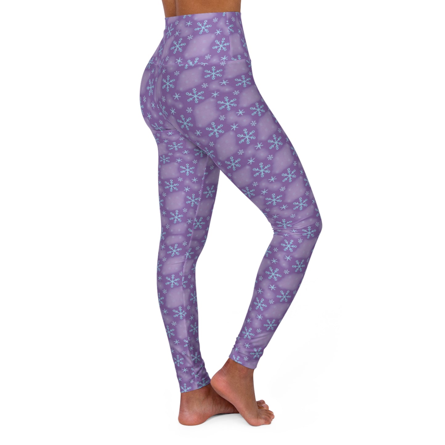 Snowflakes High-Waisted Yoga Leggings — Winter Christmas Workout Pants