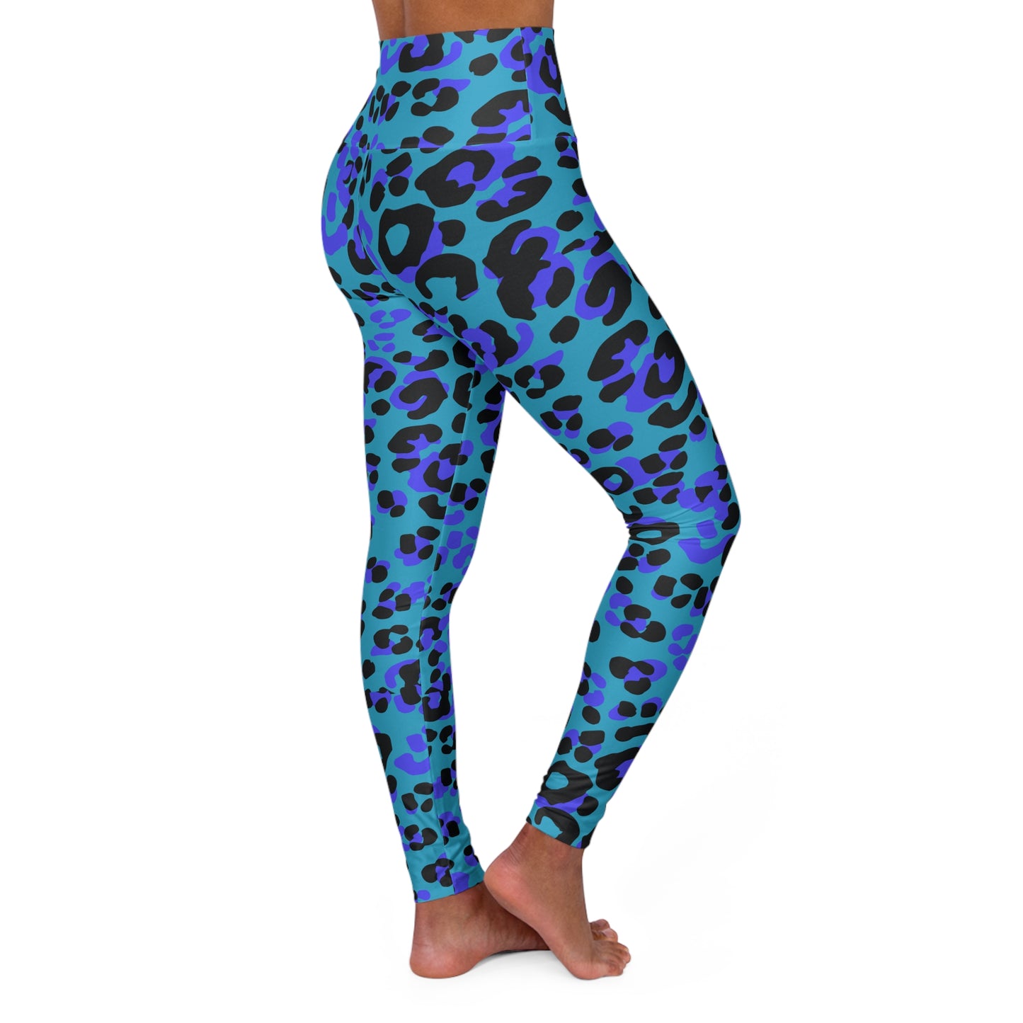 Purple & Black Leopard High-Waisted Yoga Leggings — Animal Print Gym Tights