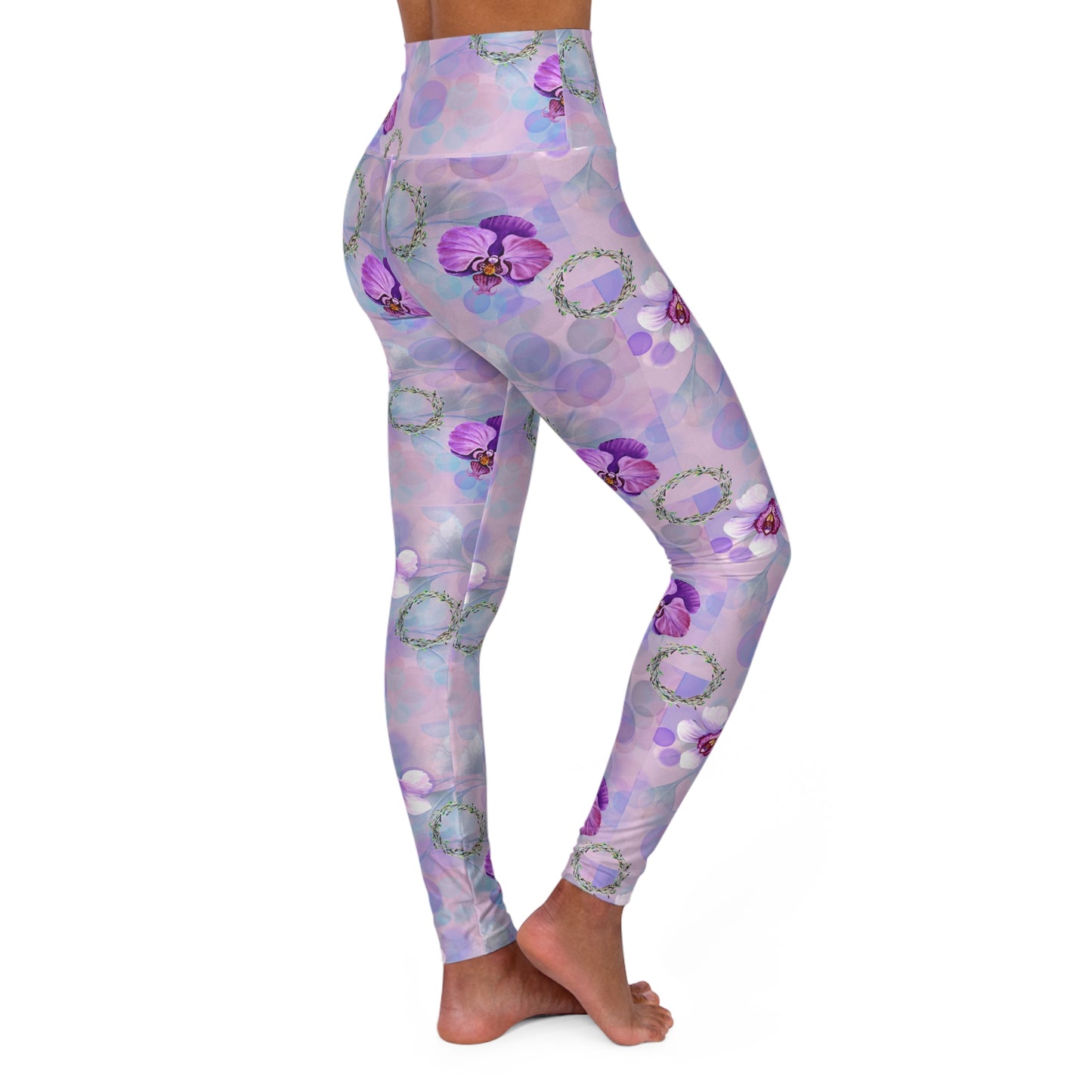 Orchid Flowers Leggings, Yoga Pants, Workout Tights, Floral Print Activewear, Fitness