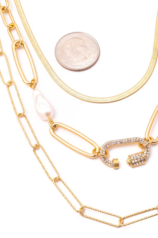 Mixed 3 Layered Chains Necklace - Touch Me Textures
