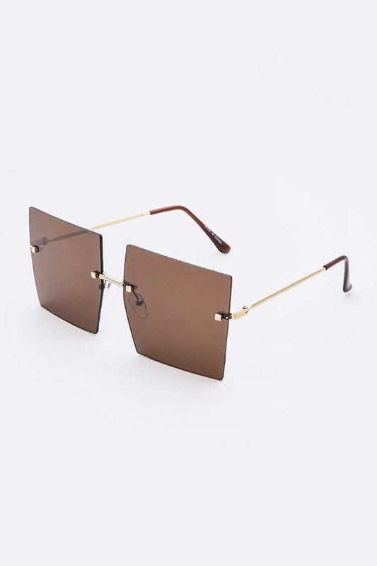 Asha Rimless Square Sunglasses - Touch Me Textures