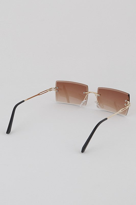 Claudia Rectangular Rimless Sunglasses - Touch Me Textures