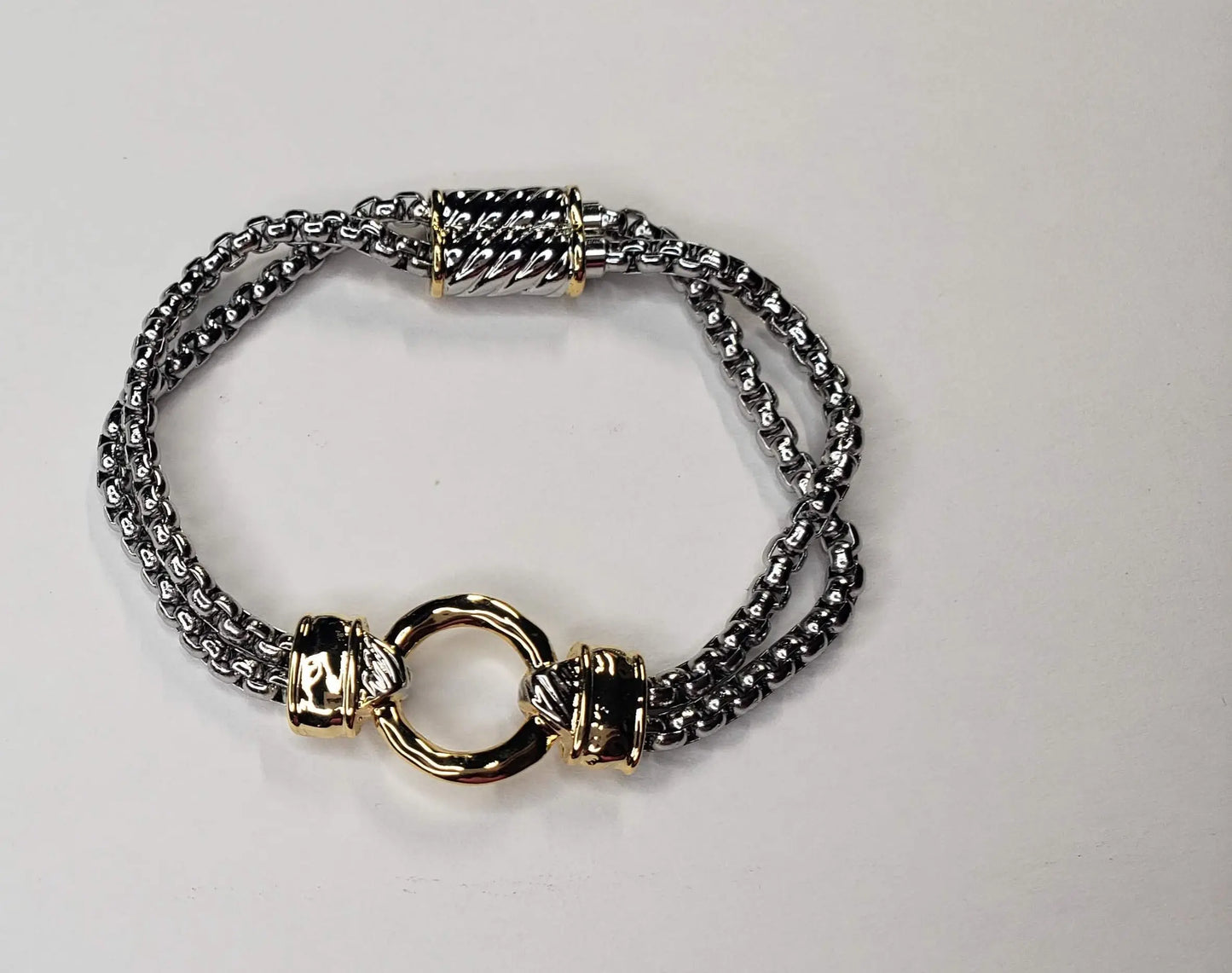Two Tone Chain Link Bracelet - Touch Me Textures