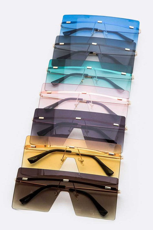 Cee Cee Shield Inspired Square Sunglasses - Touch Me Textures
