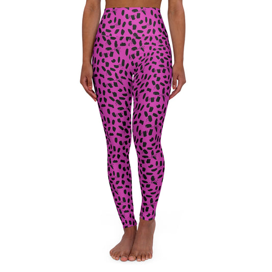 Purple Paintstroke High-Waisted Yoga Leggings