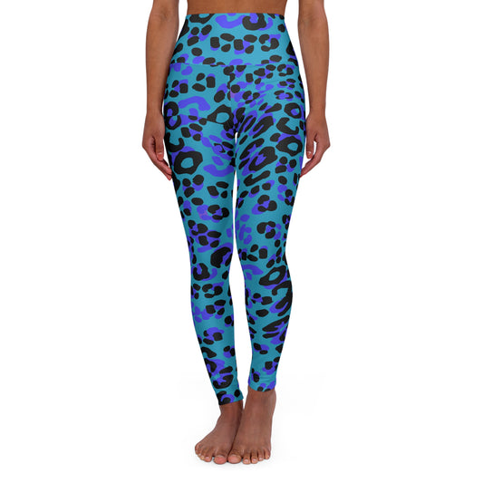 Purple & Black Leopard High-Waisted Yoga Leggings — Animal Print Gym Tights