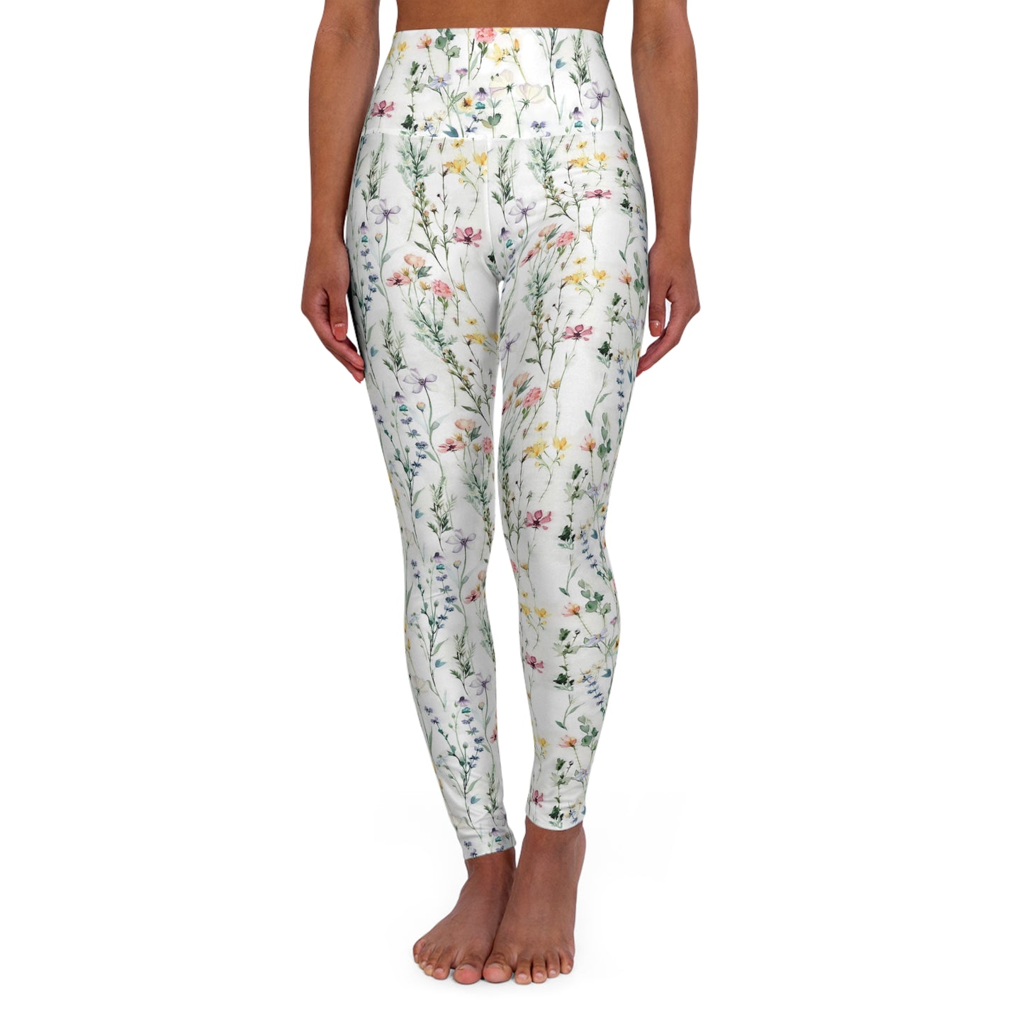 Wild Flowers High Waisted Yoga Leggings — Spring Floral Botanical Activewear