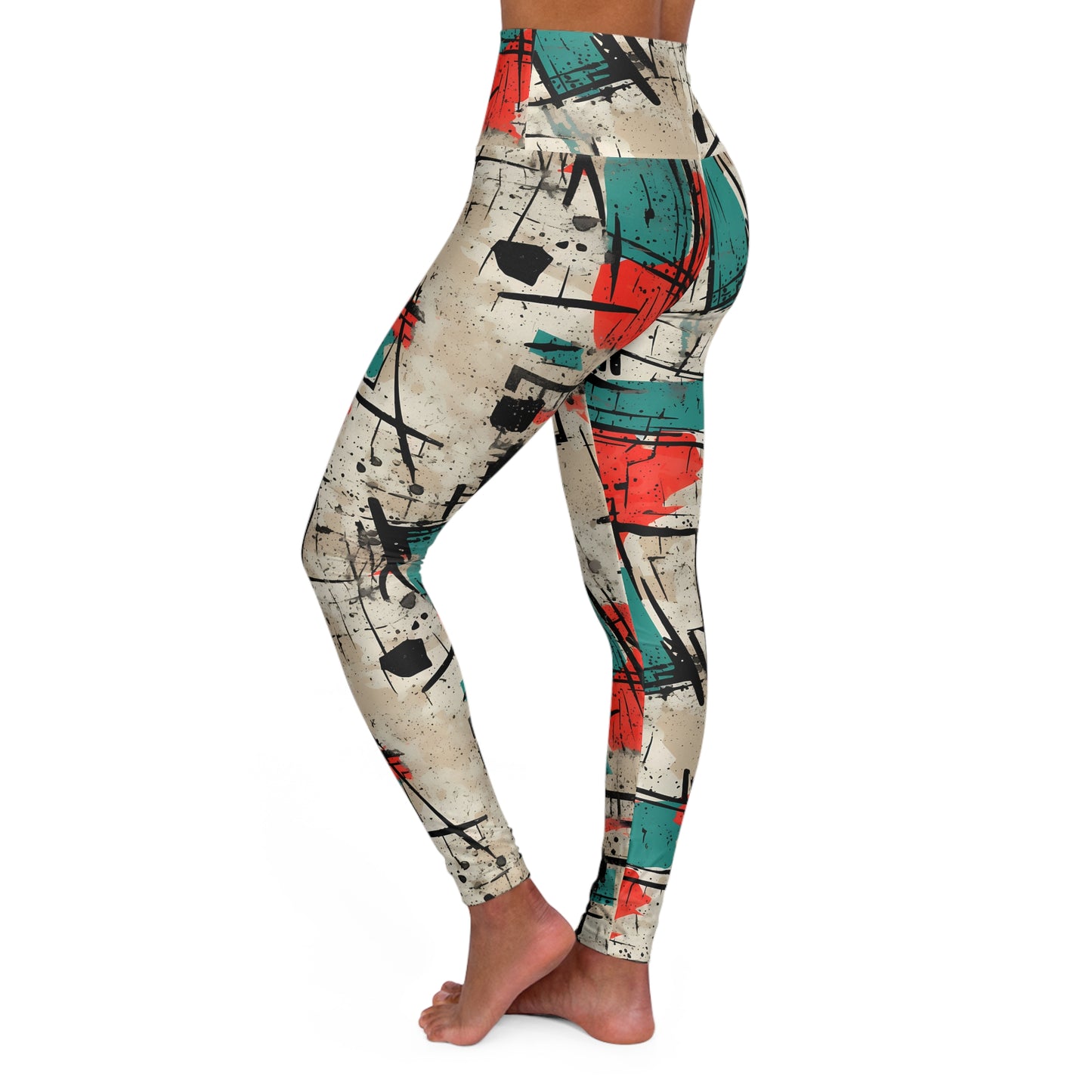 Graffiti Leggings Yoga Pants, High Waist Activewear, Street Art Tights, Workout Bottoms, Fitness Apparel