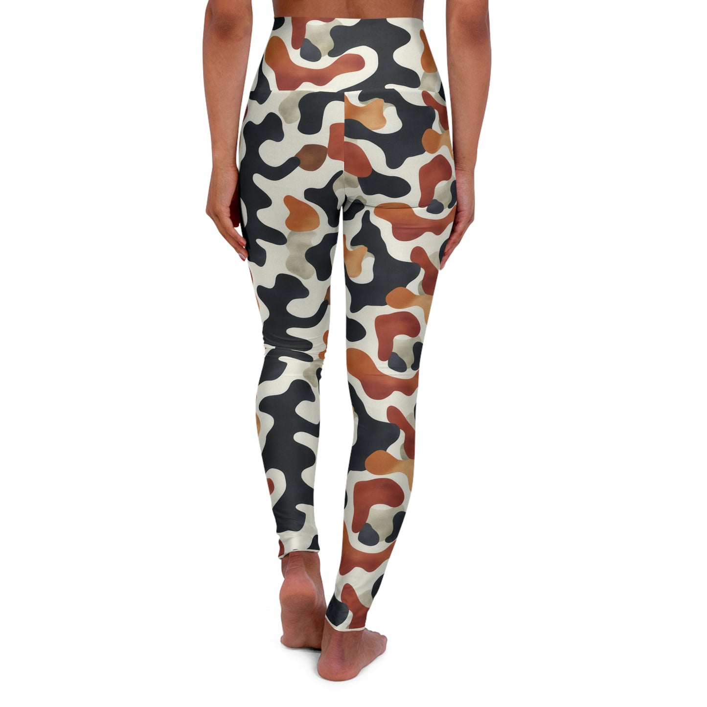 Blue & Rust Abstract High-Waisted Yoga Leggings