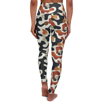 Blue & Rust Abstract High-Waisted Yoga Leggings