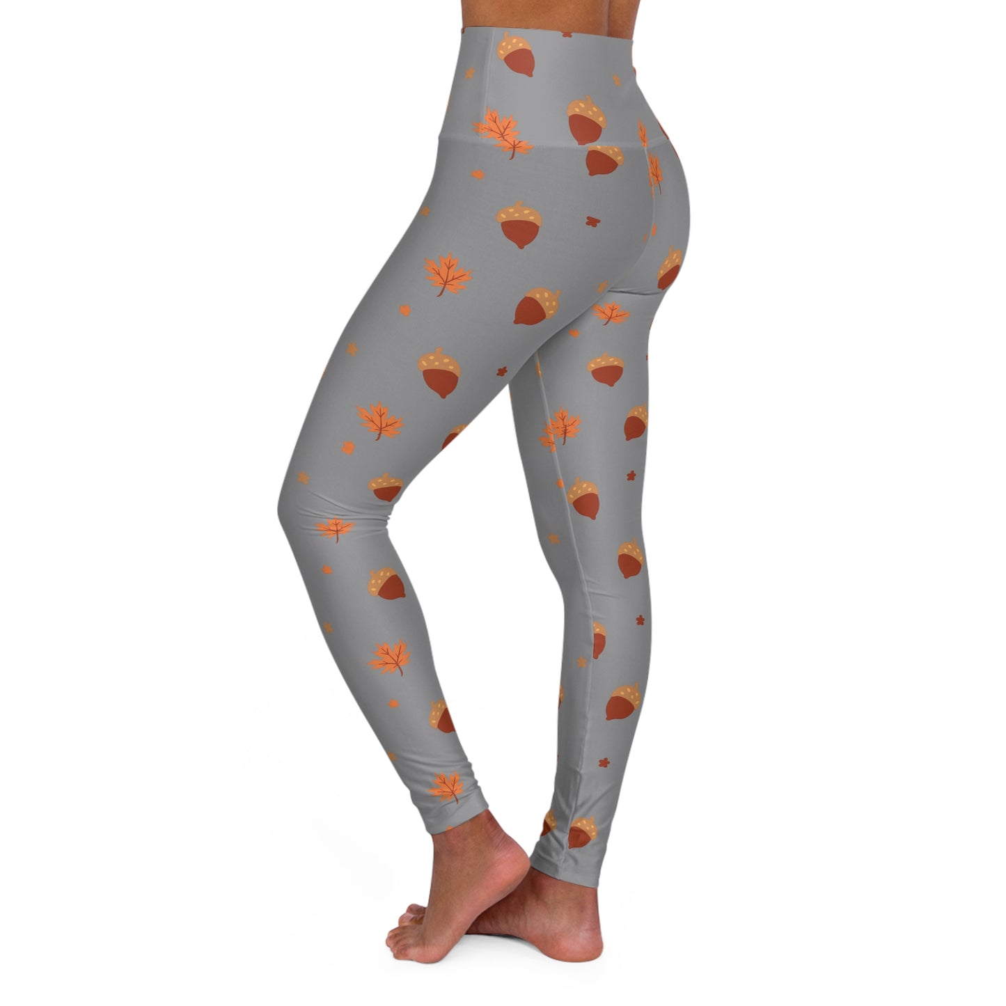 Autumn-Themed High Waisted Yoga Leggings — Cozy Fall Workout & Pilates Tights