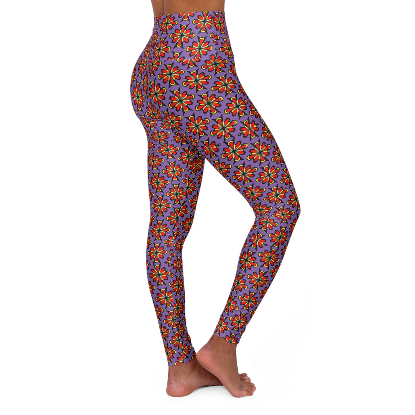 Floral Purple Yoga Leggings — High-Waisted Athletic Tights