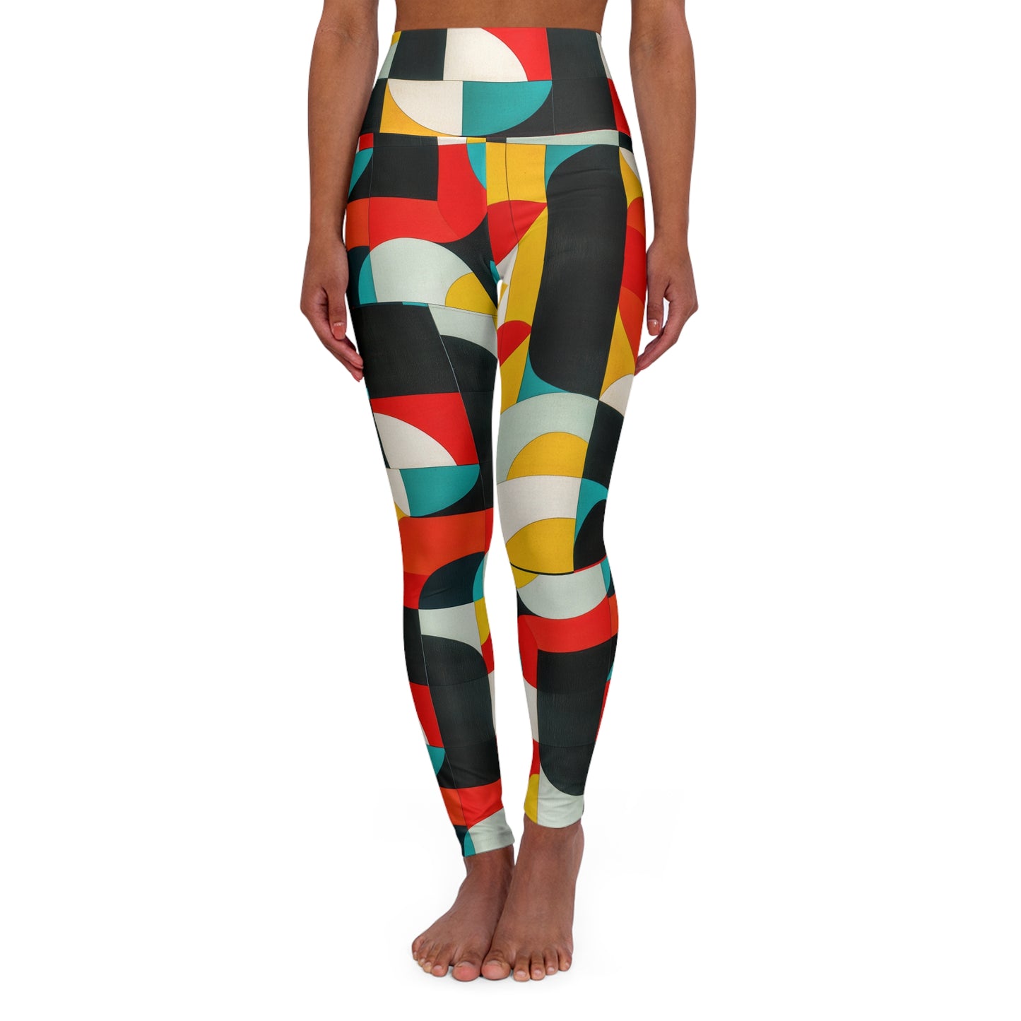 Abstract High-Waisted Yoga Leggings — Trendy Stretchy Workout Tights for Women