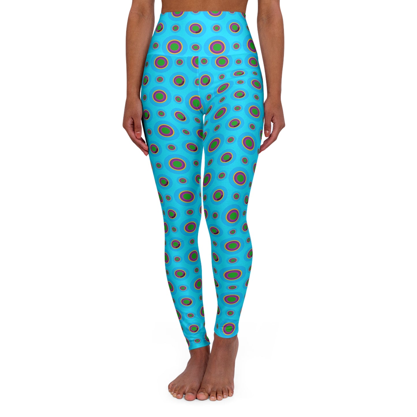 Abstract Circle High-Waisted Yoga Leggings — Geometric Athletic Workout Tights