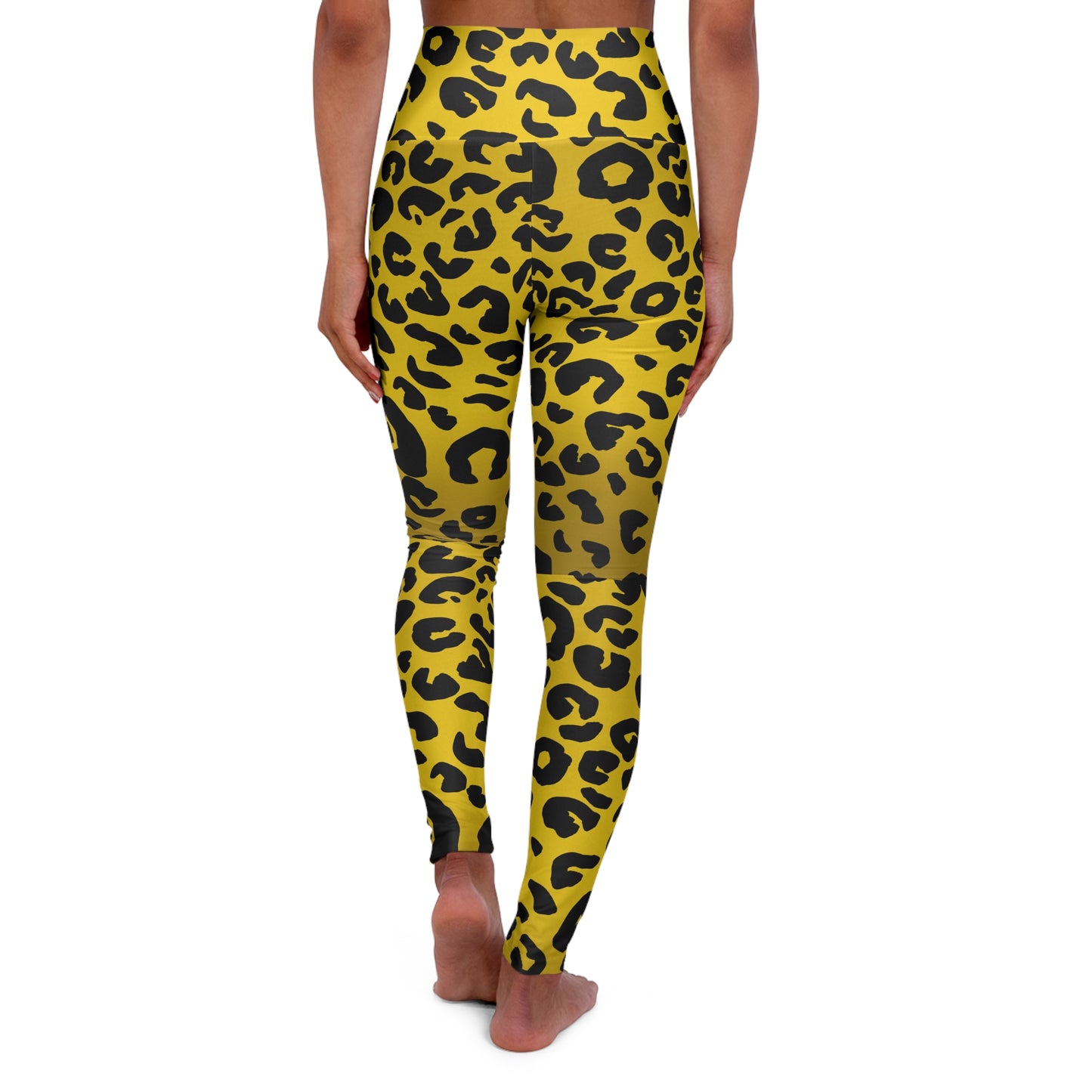 Leopard Print High-Waist Yoga Leggings — Black & Yellow Animal-Print Activewear
