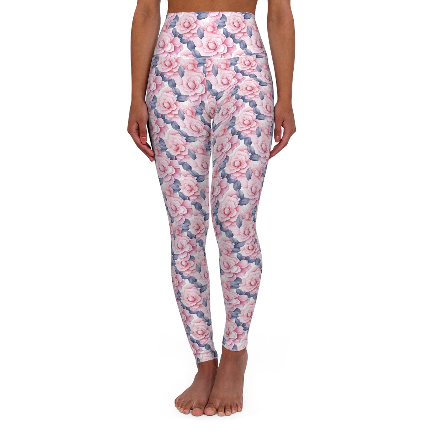 Camellia Floral High-Waisted Yoga Leggings — Women's Printed Workout Tights