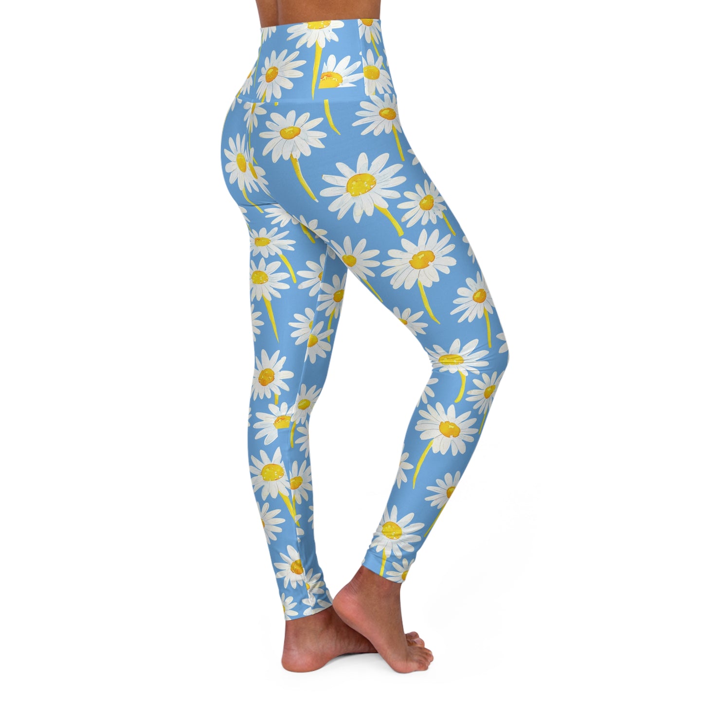 Daisies High-Waisted Yoga Leggings — Floral Botanical Workout Tights