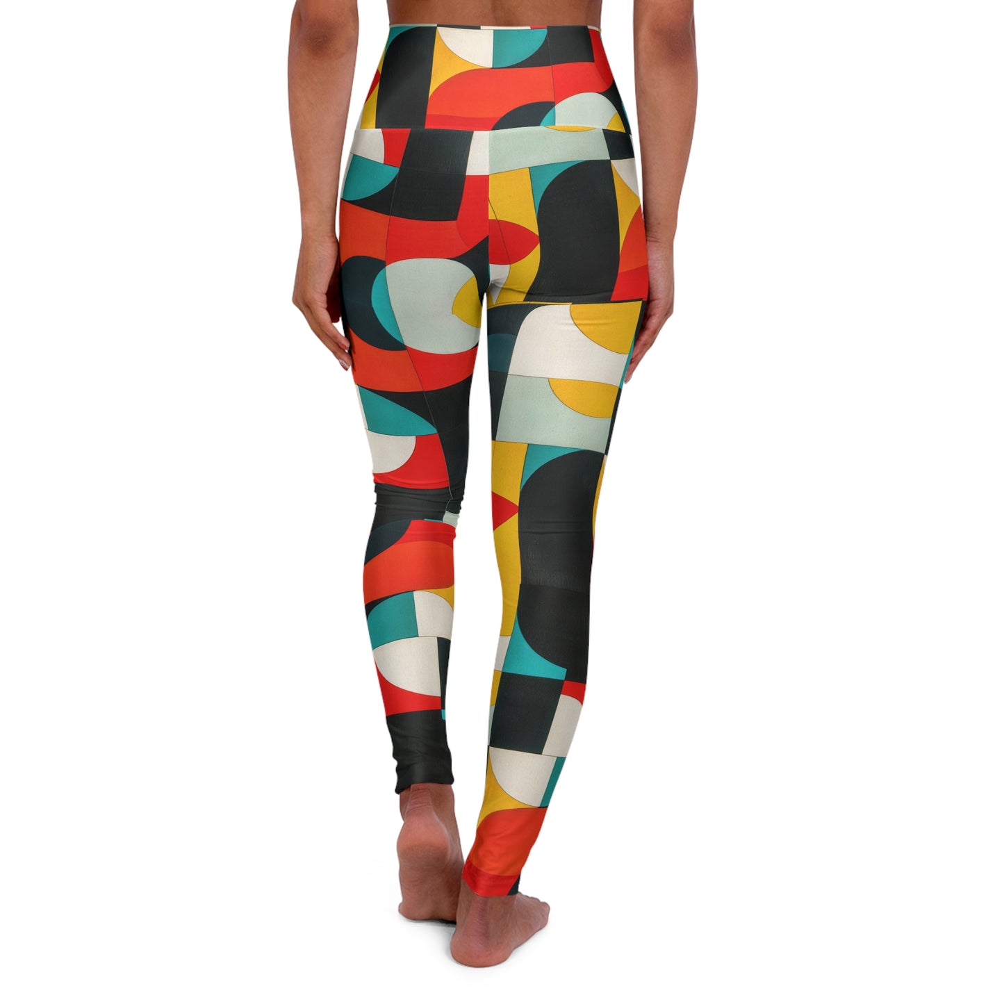 Abstract High-Waisted Yoga Leggings — Trendy Stretchy Workout Tights for Women