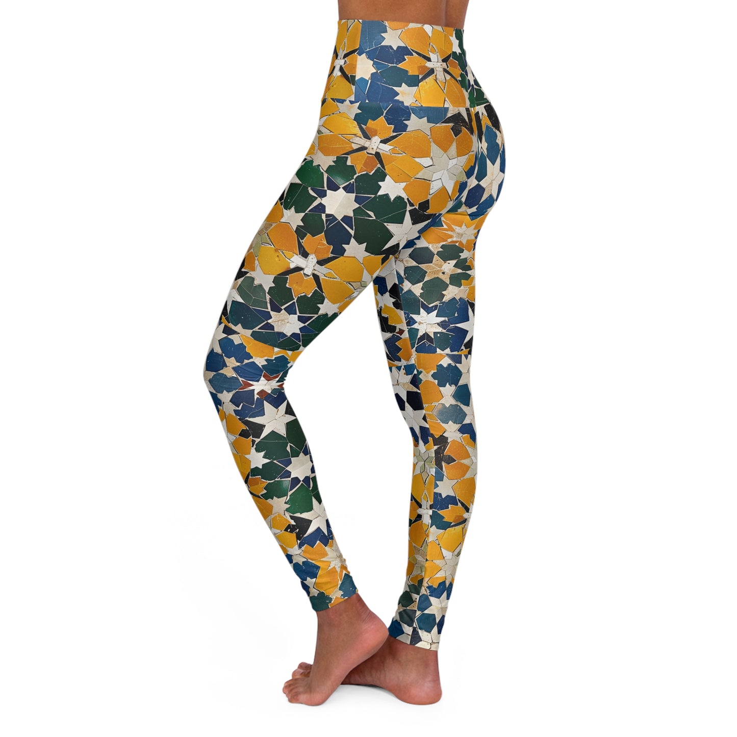 Autumn Stars High-Waisted Yoga Leggings — Galaxy Print Fall Workout Tights