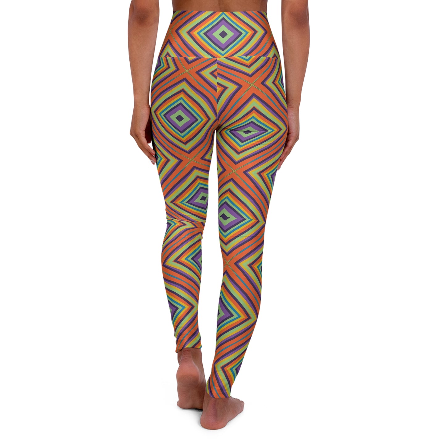 High-Waisted Mosaic Yoga Leggings — High Waisted Workout Tights