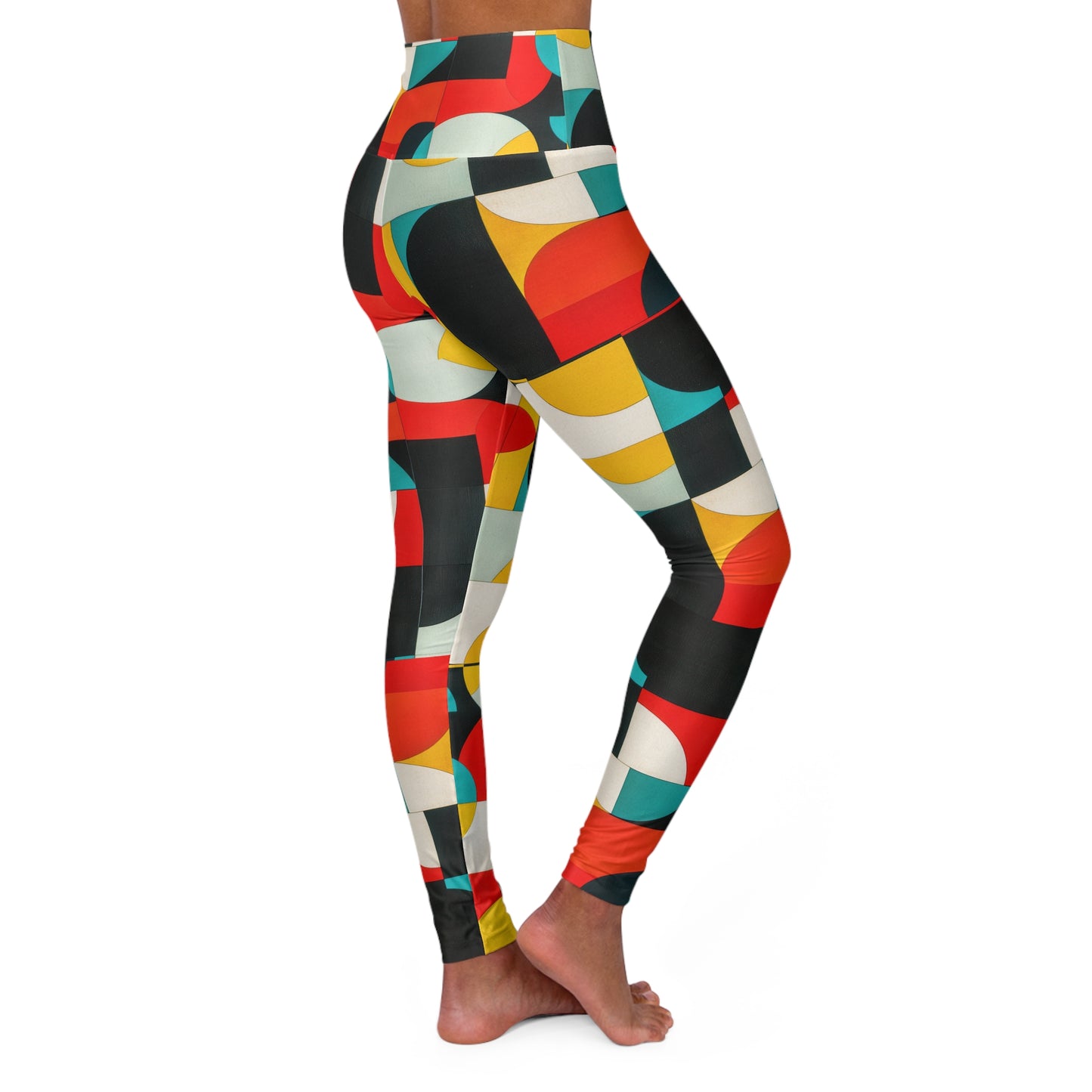 Abstract High-Waisted Yoga Leggings — Trendy Stretchy Workout Tights for Women