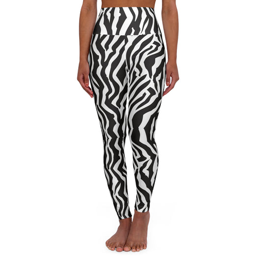 Leopard Print High-Waist Yoga Leggings — Black & White Animal Print Gym Tights