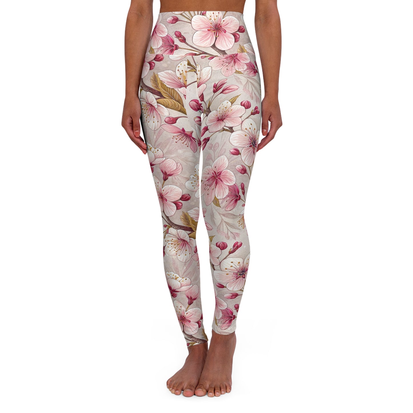 Floral Blossom High-Waisted Yoga Leggings — Spring Workout Tights
