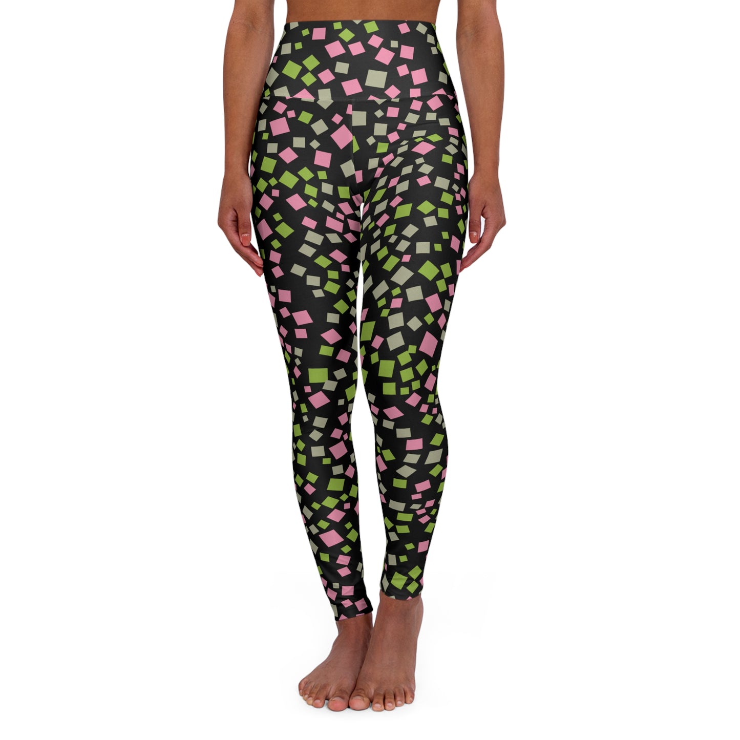 Abstract High-Waisted Yoga Leggings — Colorful Printed Women's Workout Pants