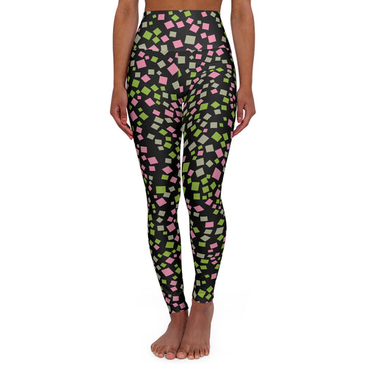 Abstract High-Waisted Yoga Leggings — Colorful Printed Women's Workout Pants