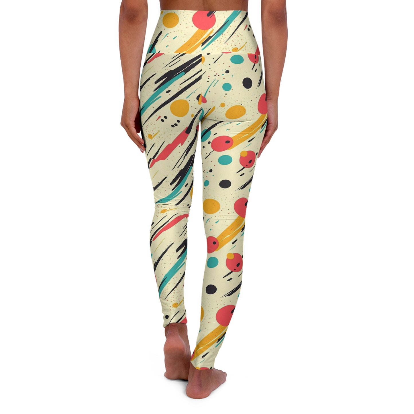 Abstract Colorful High-Waisted Yoga Leggings — Multicolored Athletic Tights