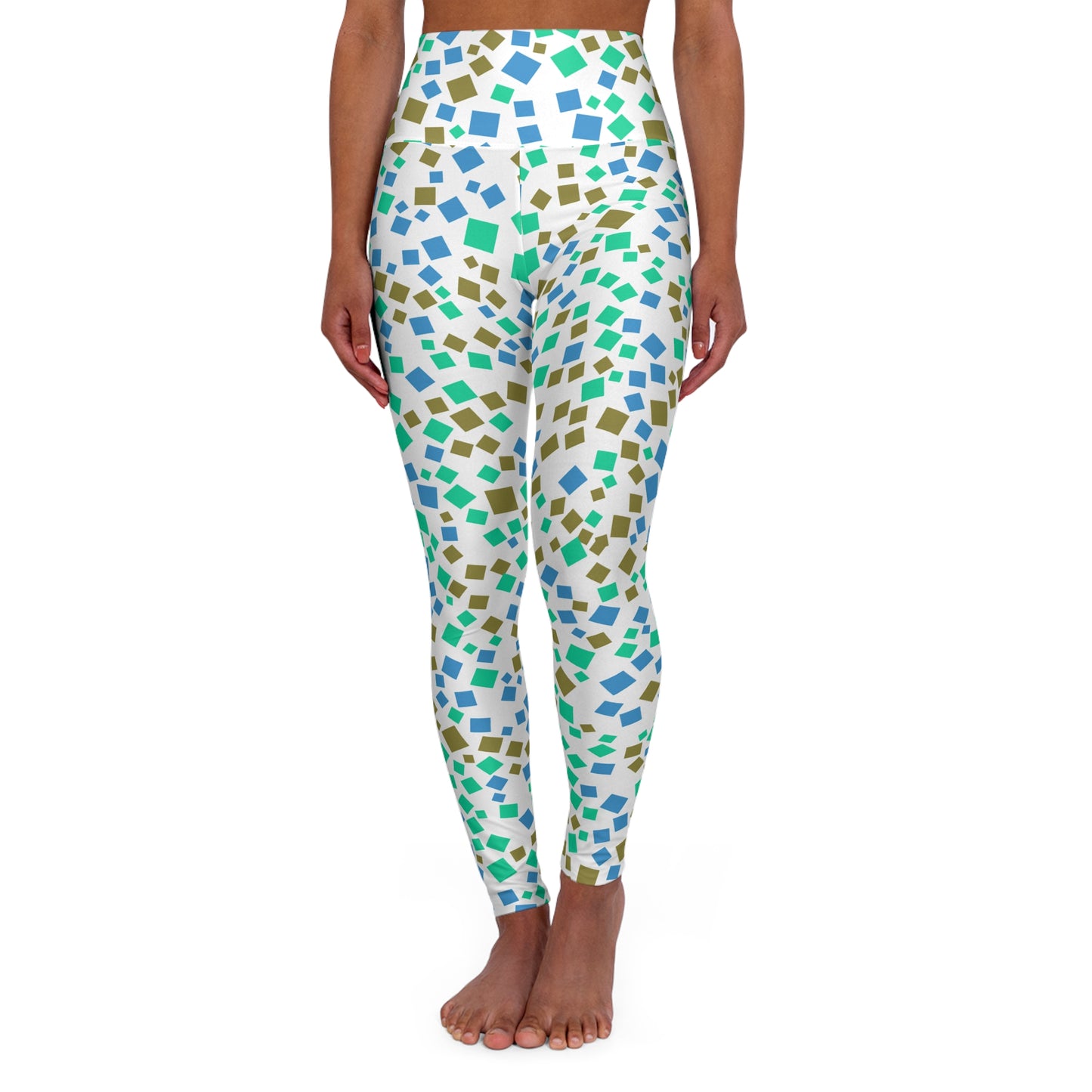 Abstract Geometric High-Waist Yoga Leggings — Colorful Athletic Tights