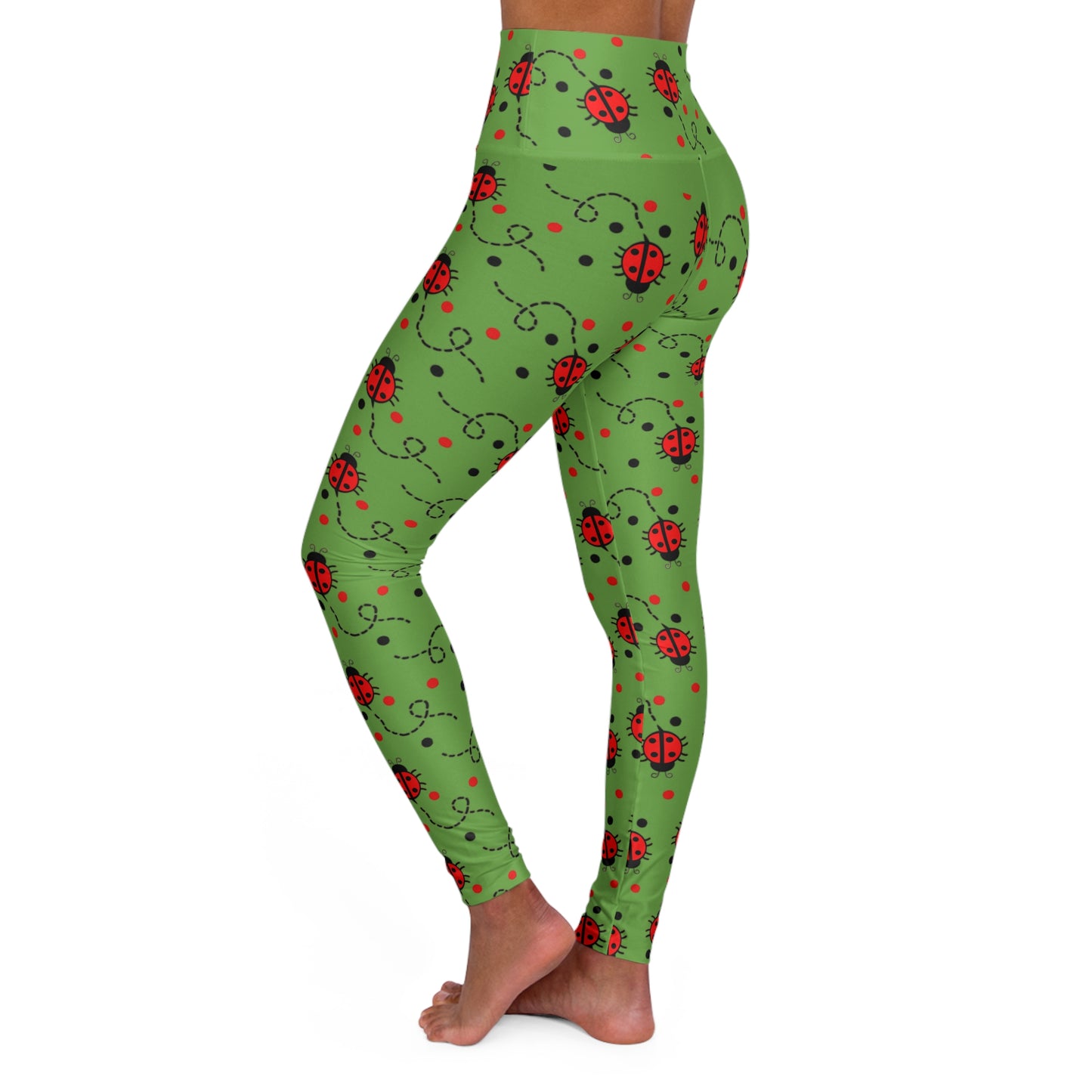 Ladybug High-Waist Yoga Leggings — Bug Print Workout & Gym Pants for Women
