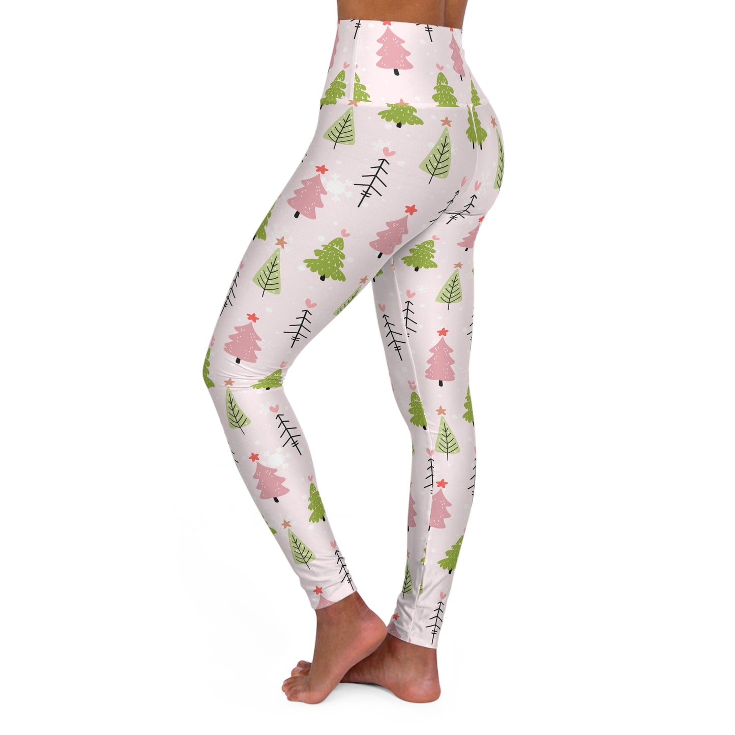 Christmas Trees High-Waisted Yoga Leggings — Festive Holiday Activewear