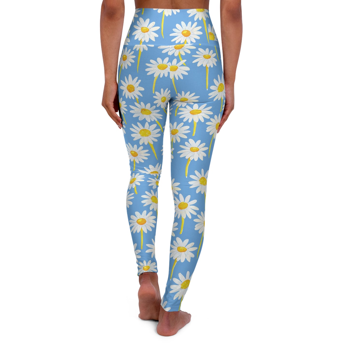 Daisies High-Waisted Yoga Leggings — Floral Botanical Workout Tights
