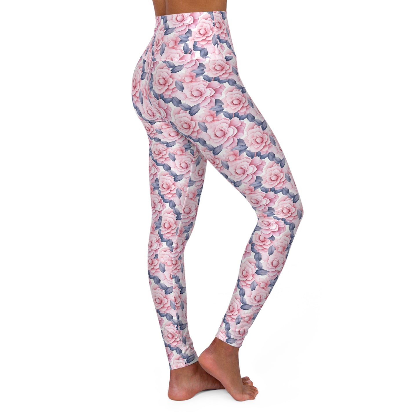 Camellia Floral High-Waisted Yoga Leggings — Women's Printed Workout Tights