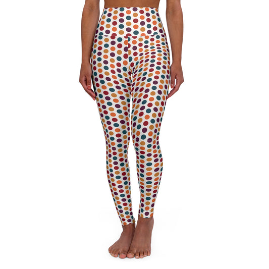 Colorful Polka Dot High-Waisted Yoga Leggings — Fun Workout Activewear