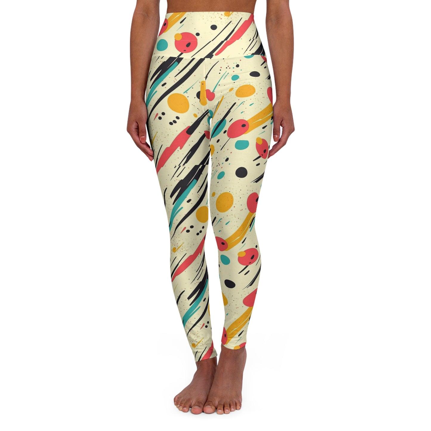 Abstract Colorful High-Waisted Yoga Leggings — Multicolored Athletic Tights