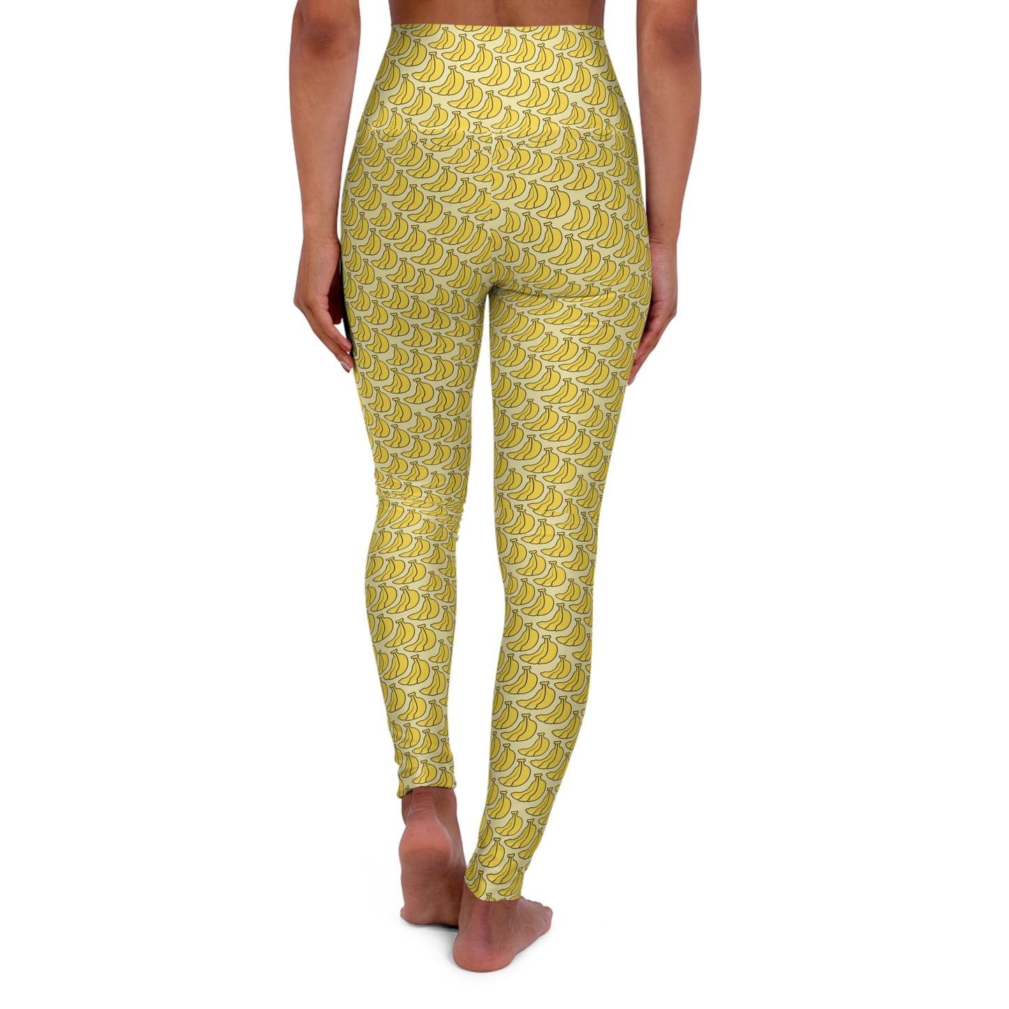 Tropical Banana Print High-Waist Yoga Leggings