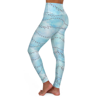 Light Blue Star High-Waisted Yoga Leggings