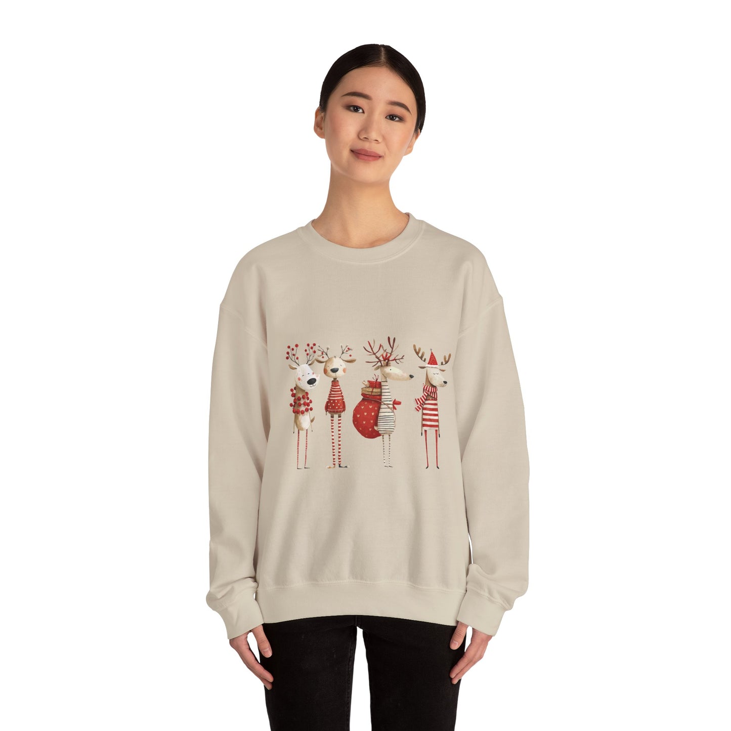 Christmas Reindeer Crewneck Sweatshirt — Holiday Reindeer Sweatshirt